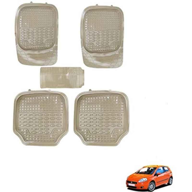 Kozdiko 5 Pcs 4G Beige Rubber & PVC Heavy Car Foot Mat Set for Fiat Grand Punto, koz_81207