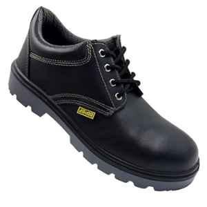 JAMA Leather PU Steel Toe Black Safety Shoes, 82539-JS115DD-10, Size: 10