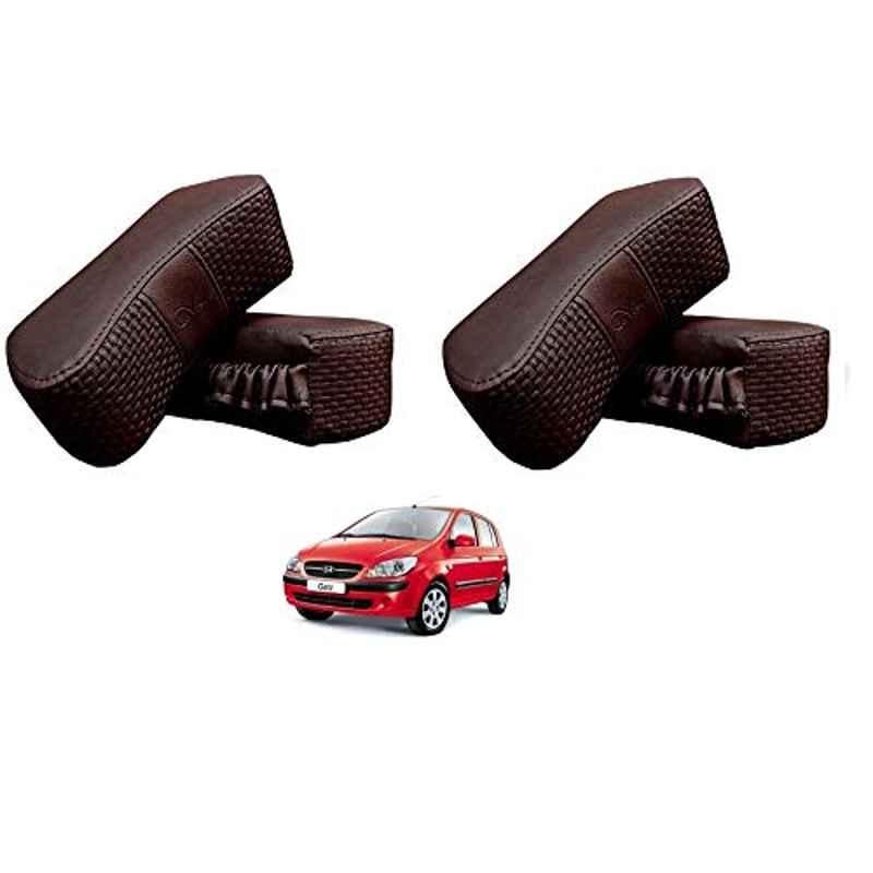 Kozdiko 4 Pcs CV Designer Cola Leatherite Neck Rest Car Cushion Pillow Set for Hyundai Getz