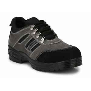 Graphene R 502 Leather Steel Toe Black & Grey Safety Shoe, Size: 7