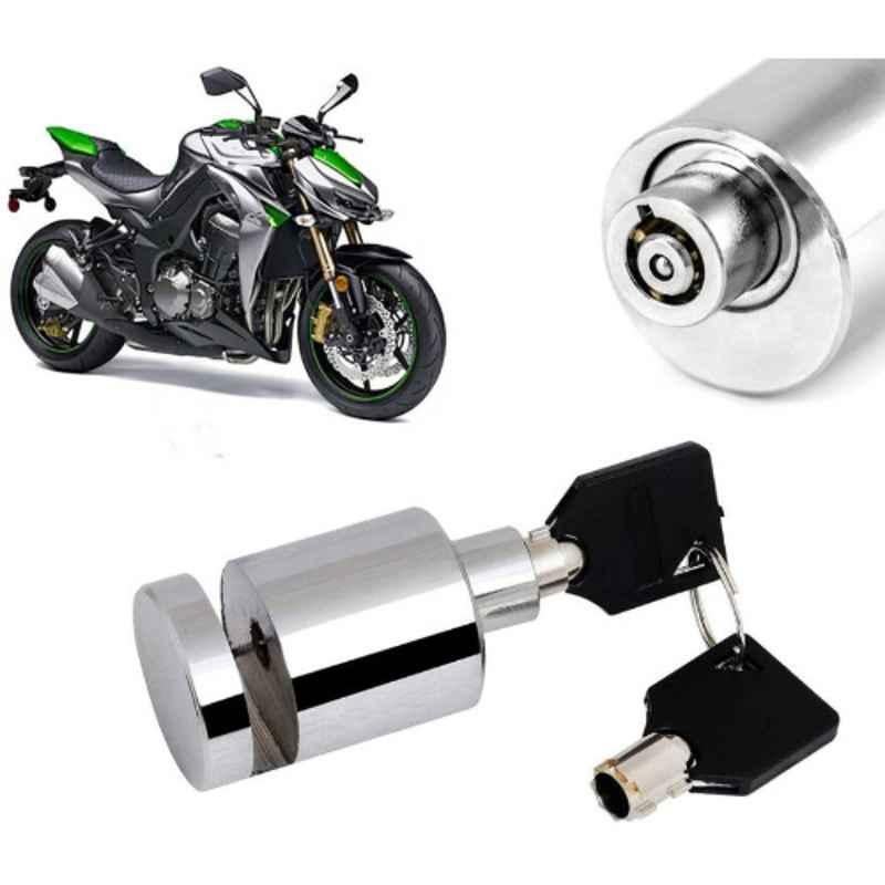Auto Pearl Stainless Steel Silver Heavy Duty Anti Theft Motorcycle Disc Brake Lock, Lock-294