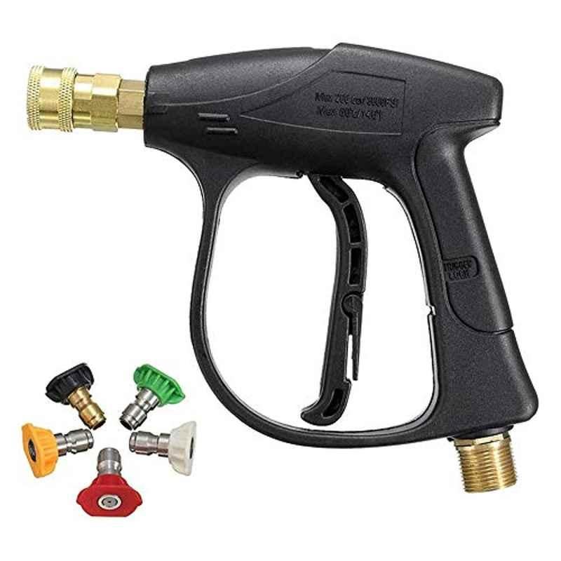 GKD 17.5x17.5cm Plastic Black High Pressure Spray Water Gun with 5 Connect Nozzles