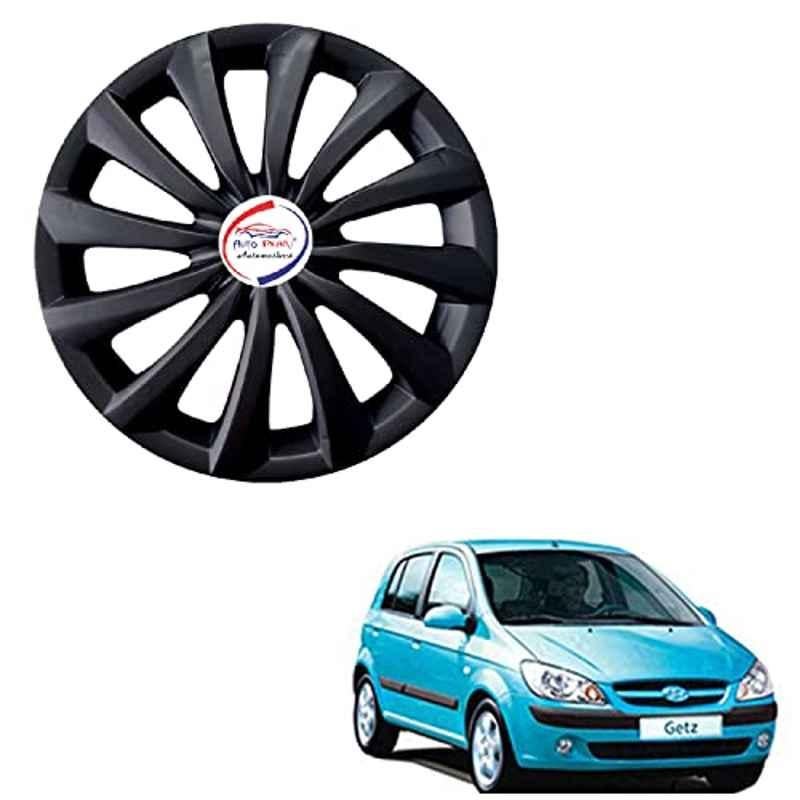 Auto Pearl 4 Pcs 13 inch ABS Black Hubcap Wheel Cover Set with Retention Ring for Hyundai Getz