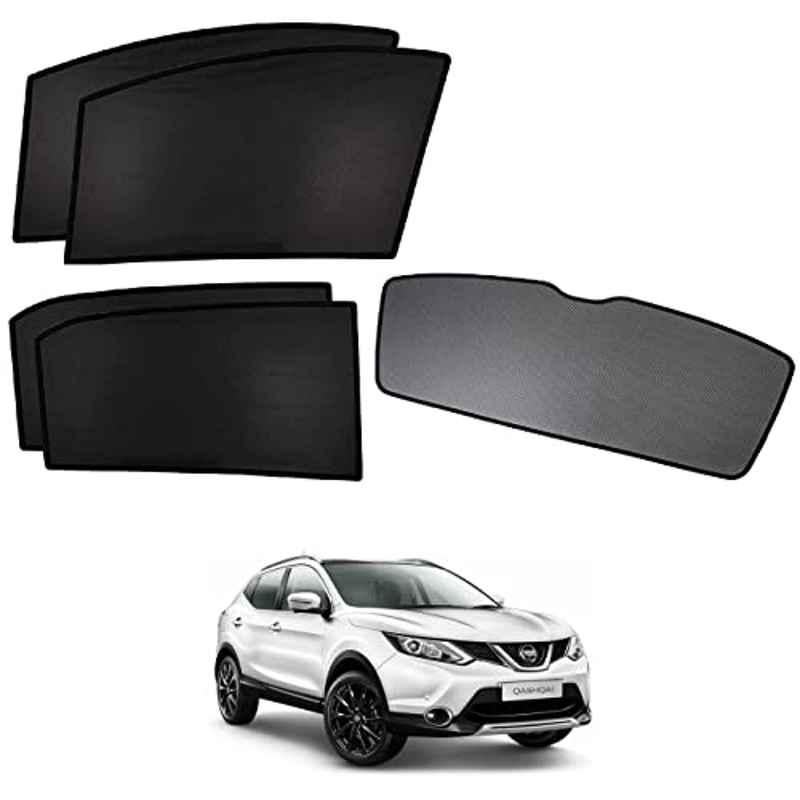 Kozdiko 5 Pcs Polyester Black Non Magnetic Window & Rear Sun Shades Set for Nissan Qashqai