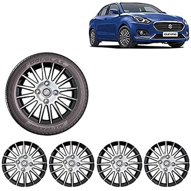 Auto Pearl 4 Pcs 14 inch ABS Silver & Black Car Wheel Cover Set for Maruti Suzuki Swift Dzire 2017