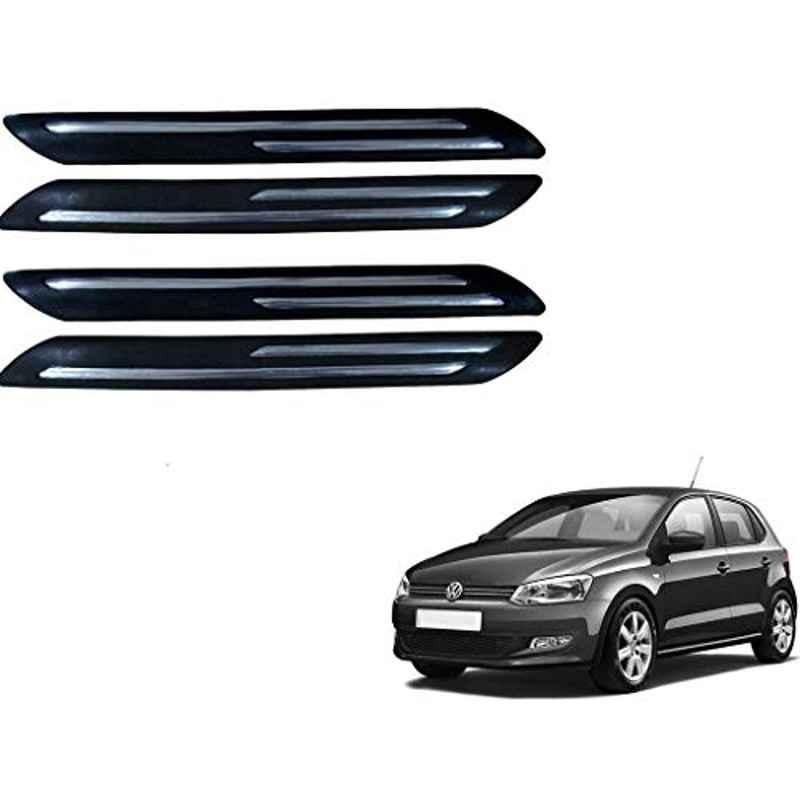 Kozdiko 4 Pcs PVC Black Double Chrome Finish Car Bumper Protector Set for Volkswagen Polo