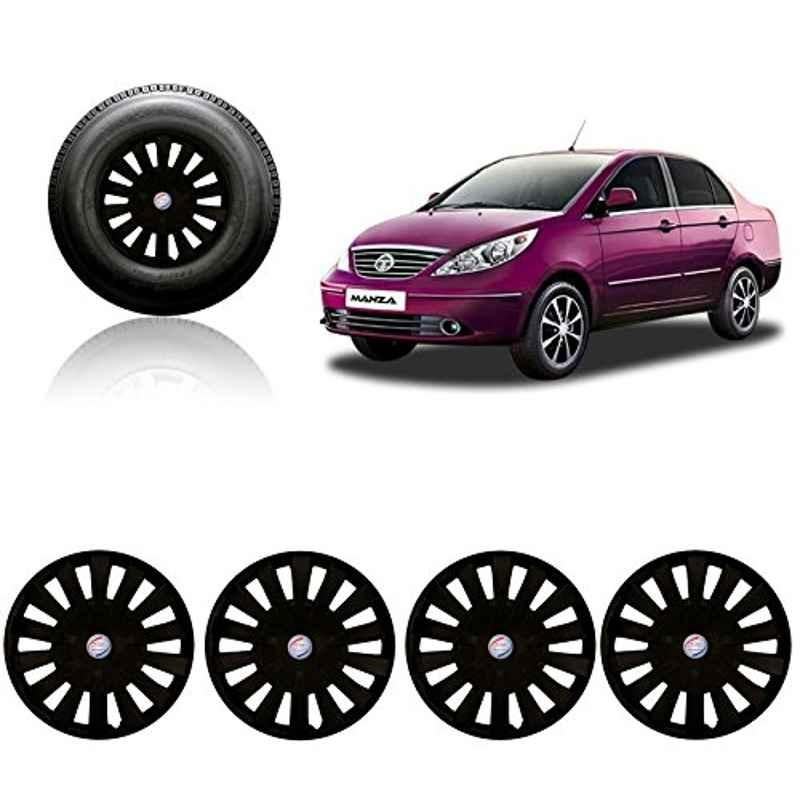 Auto Pearl 4 Pcs 15 inch Black Car Wheel Cover Set for TATA Manza