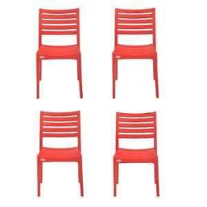 Supreme Omega Red Chairs Without Arm (Pack Of 4)