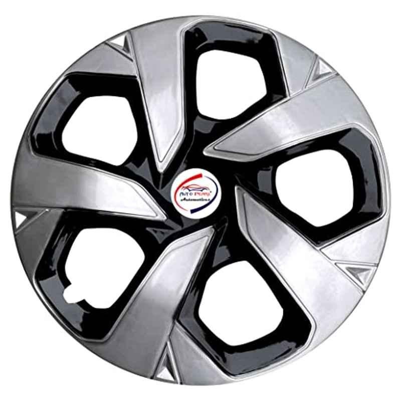 Auto Pearl 4 Pcs 15 inch ABS Black & Silver Press Type Car Wheel Cover Set with Retention Ring for Tata Punch 2021