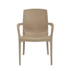 Supreme Texas Matt Finish Heavy Duty Plastic Dark Beige Chair with arm (Pack of 2)