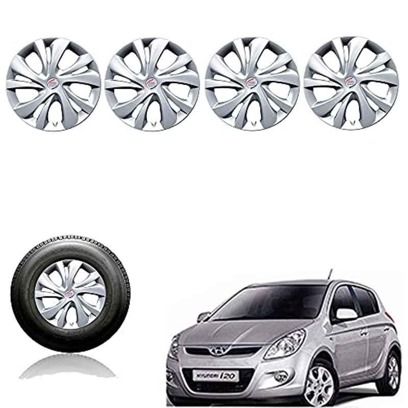 Auto Pearl 4 Pcs 14 inch ABS Silver Car Wheel Cover Set for Hyundai i20 Type 1