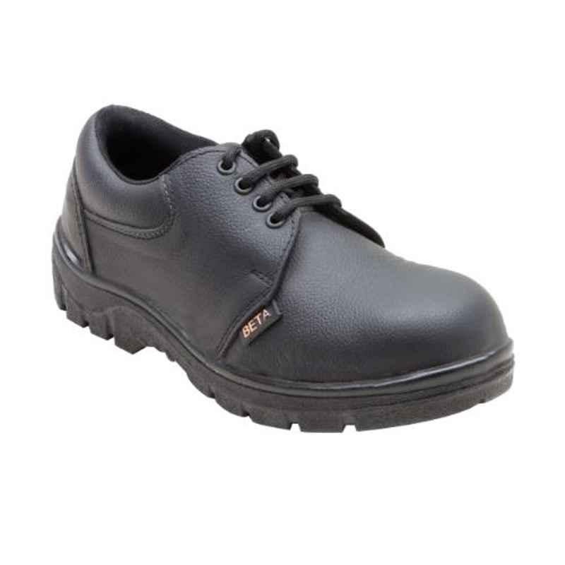 Step Strong Bita Leather Steel Toe Black Work Safety Shoes, Size: 10