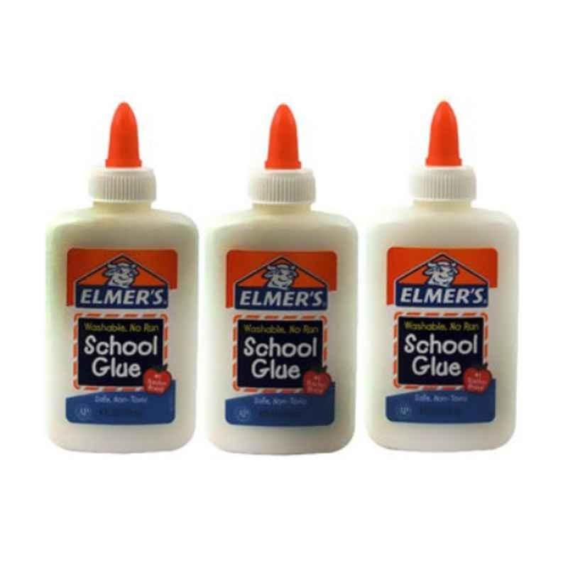 Elmers 4 Oz Clear No-Run School Glue, E304 (Pack of 3)