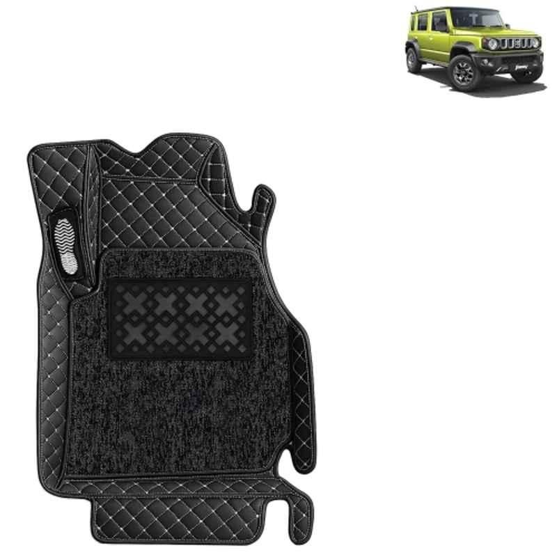 Kingsway 3 Pcs Premium 7D 100% Waterproof & Washable PU Leatherette Classic Black Car Floor Mat Set for Maruti Suzuki Jimny 2023 Onwards All Model