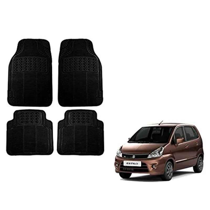 Kozdiko 4 Pcs Black Rubber Car Mat Set for Maruti Suzuki Zen Estilo