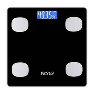 Venus 180kg Tempered Glass Black Electronic Digital Body Weight Machine with LCD Display, EPS-6399
