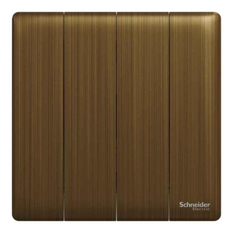 Schneider Electric Unica X 16A 250V 2 Way 4 Gangs Antique Brass Switch, NUX34_2_AB