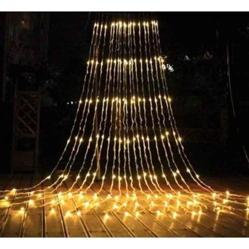 Sp Lights 10x10ft Warm White Waterfall Mode Curtain String Light with Multi Function Modes