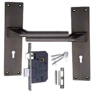 ATOM 230mm Zinc Black Matt Finish Mortise Door Lock Set, MH-O54-KY-BLK