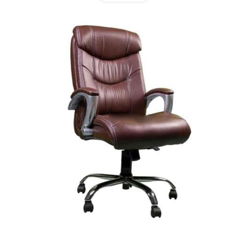 Modern India Leatherette Brown High Back Office Chair, MI239 (Pack of 2)