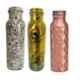 Healthchoice 1L Doted, KrishnPnkh & Diamond Copper Jointless Water Bottle (Pack of 3)