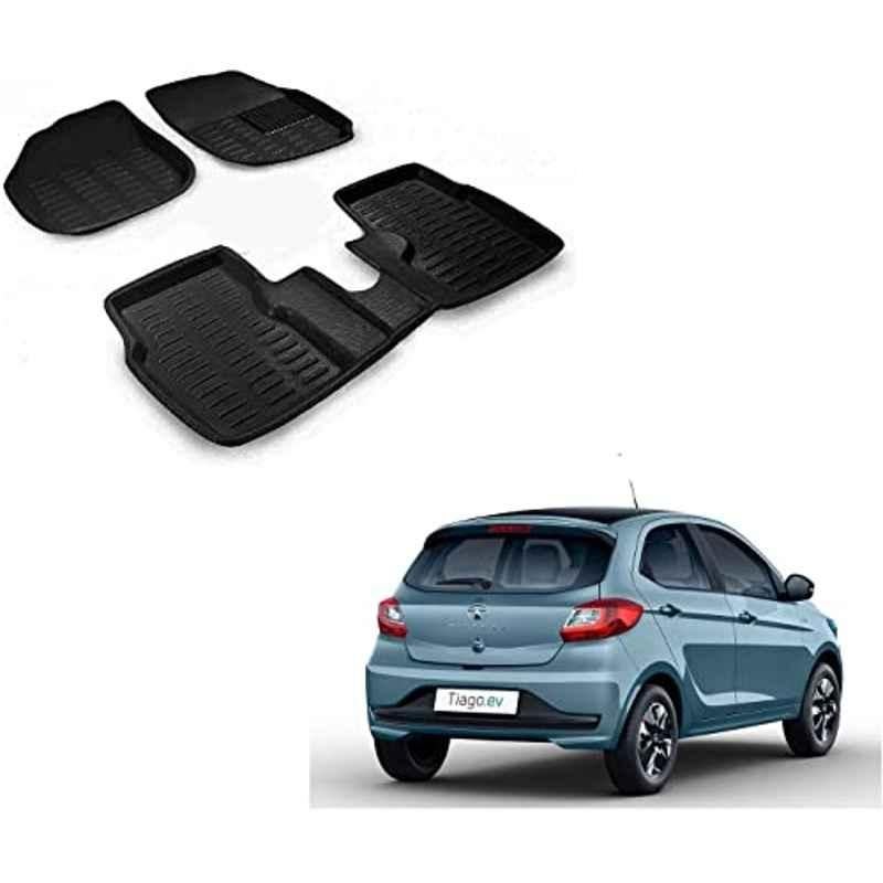 Kozdiko 3D Black Car Foot Mat Set for Tata Tiago EV, fg6rithtoi75