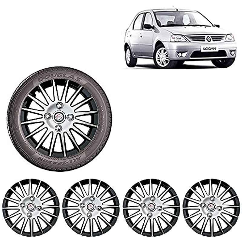 Auto Pearl 4 Pcs 14 inch ABS Silver & Black Wheel Cover Set for Mahindra Sunny