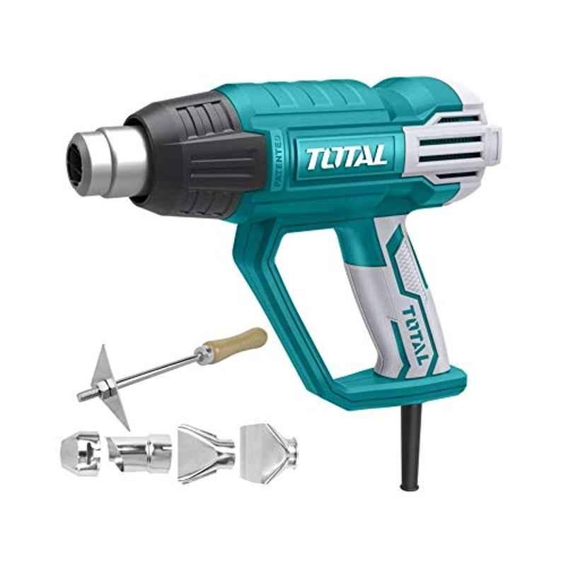 Total Heat Gun 2000W, 50-570C With High And Low Setting, Built-In Overheat Protection, Quick Cool Down Mode And 4 Nozzles Included.