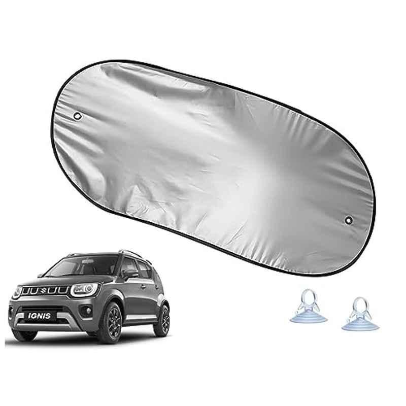 Auto Pearl Polyester Black & Silver Rear Window Sun Shade Curtain with Storage Pouch for Maruti Suzuki Ignis 2020-2022