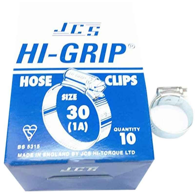 JCS HI-Grip 30mm Zinc Plated Hose Clips (Pack of 10)