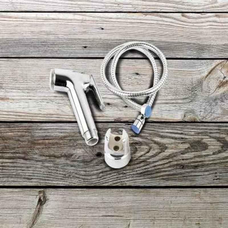 Logger Aqua Stainless Steel Chrome Toilet Continental Faucet Set with 1.5m Flexible Hose Pipe & PVC Holder