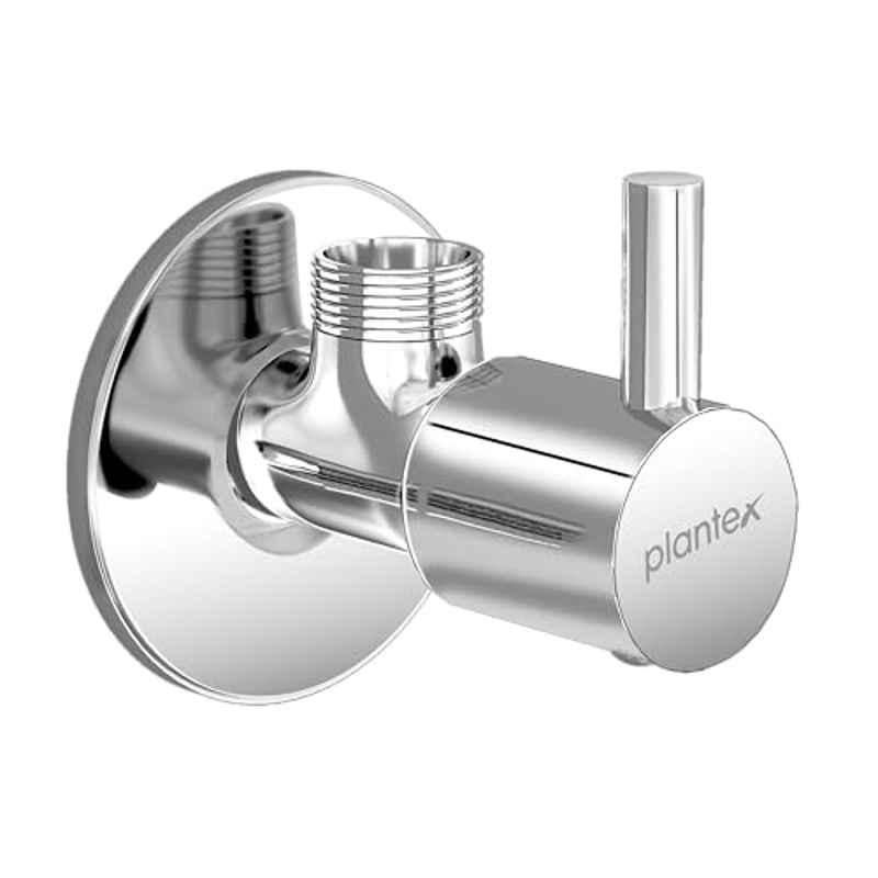 Plantex Zinc Chrome Finish Single Lever Angle Valve for Bathroom with Wall Flange & Teflon Tape, APS-1274