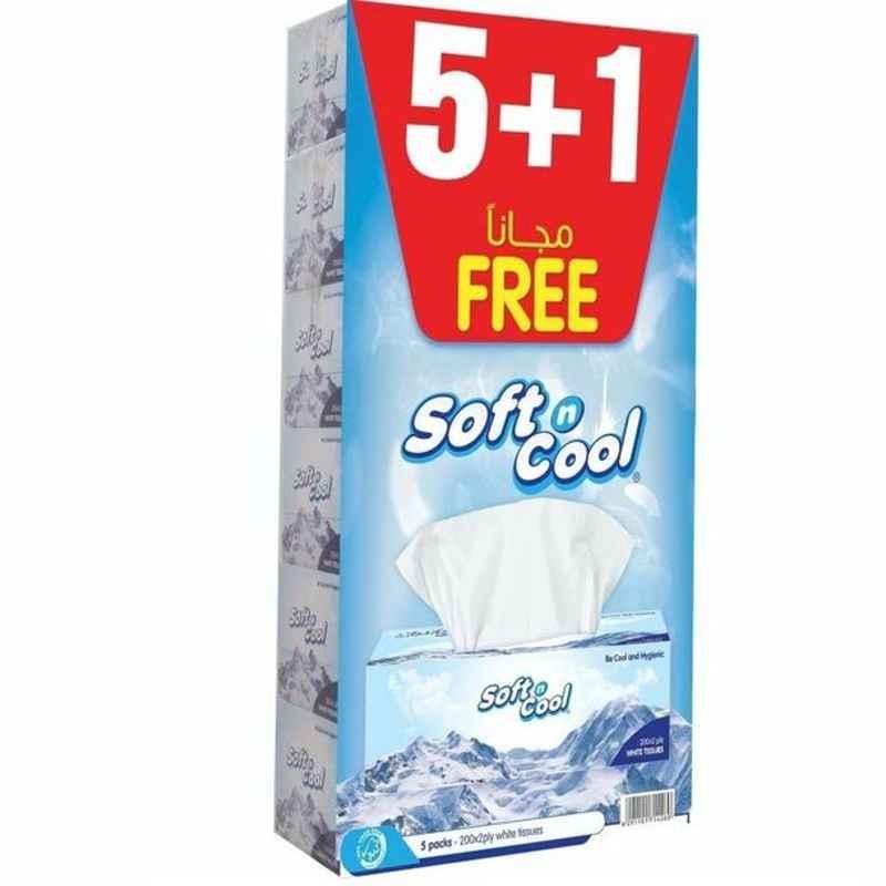 Hotpack Soft N Cool Facial Tissue, SNCT200OP, 2 Ply, 200 Sheets, 30+6 Free