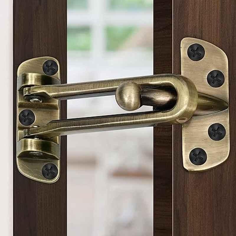 Plantex Security Latch for Home/Door Latch/Safety Door Lock for Home-Office- Hotel, Safety Guard with High Security Auxiliary Lock (Pack of 8) Antique Brass