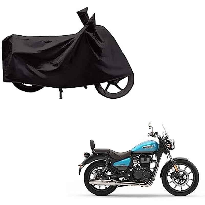 Kozdiko Polyester Black Dust & Waterproof Bike Body Cover with Mirror Pockets for Royal Enfield Meteor 350