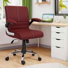 Newturn Maxson Leather Dark Brown Medium Back Ergonomic Revolving Chair