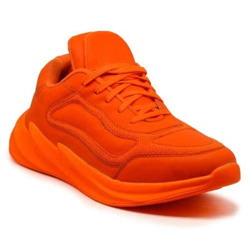 Wonker SR-6377 Synthetic Leather Steel Toe Orange Safety Shoes, Size: 10
