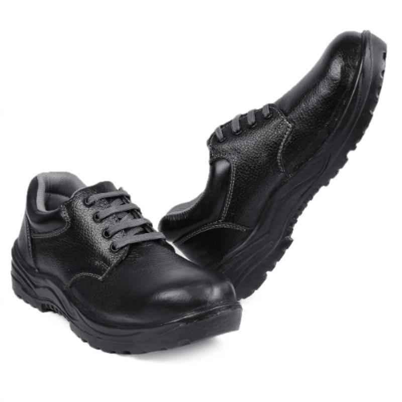 JK Steel JKPSF139BLK Leather Steel Toe Black Work Safety Shoes, Size: 8