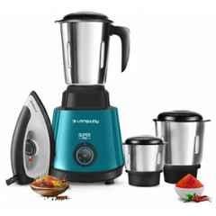 Longway Super Pro 700W ABS Plastic Teal & Black Mixer Grinder with 3 Jars & Kwid 1100W Dry Iron Combo