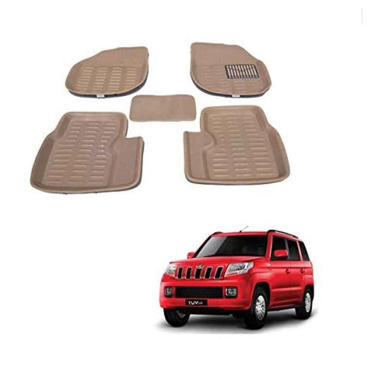 Kozdiko 3D Beige Car Foot Mat Set for Mahindra TUV 300, koz_88125