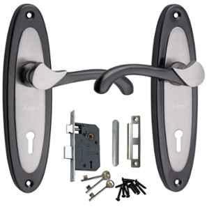Atom 7 inch Black & Silver Finish 6 Lever Double Stage Heavy Duty Mortise Door Lock Set, 412KY