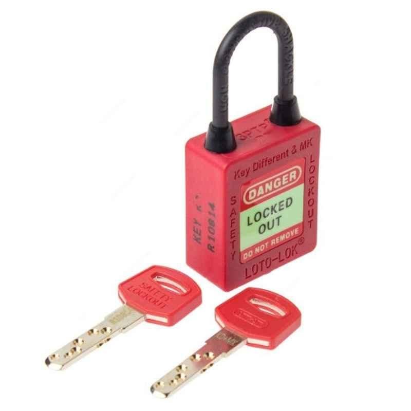 Loto-Lok 40x5mm Nylon Red Three Point Traceability Padlock, 3PTPRKDMKN40
