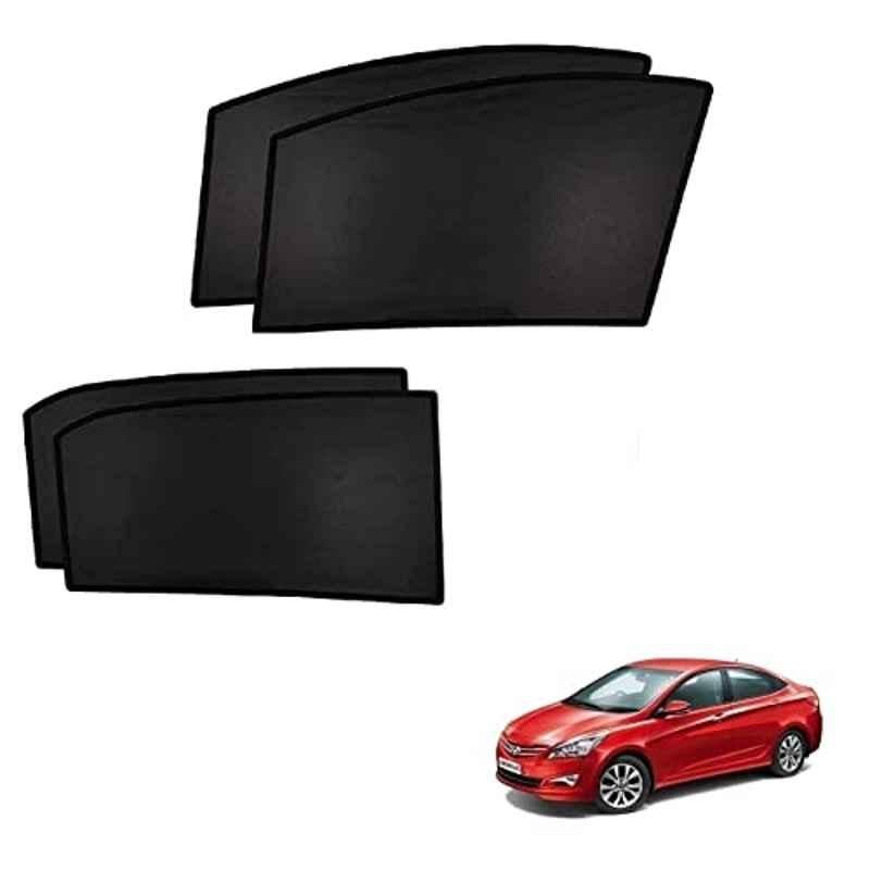 Kozdiko 4 Pcs Custom Fit Non Magnetic Curtains Mesh Car Sun Shade Set for Hyundai Verna Fluidic 4S