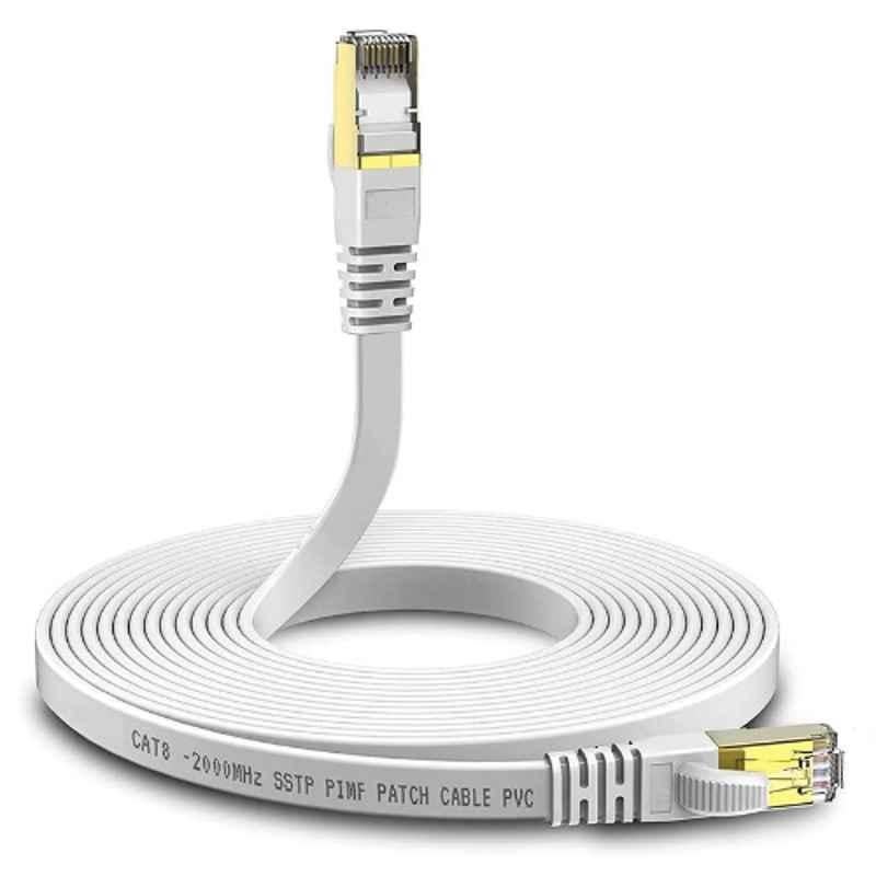 Fedus 50m Copper White CAT7 Ethernet Cable with Gold Plated Connector