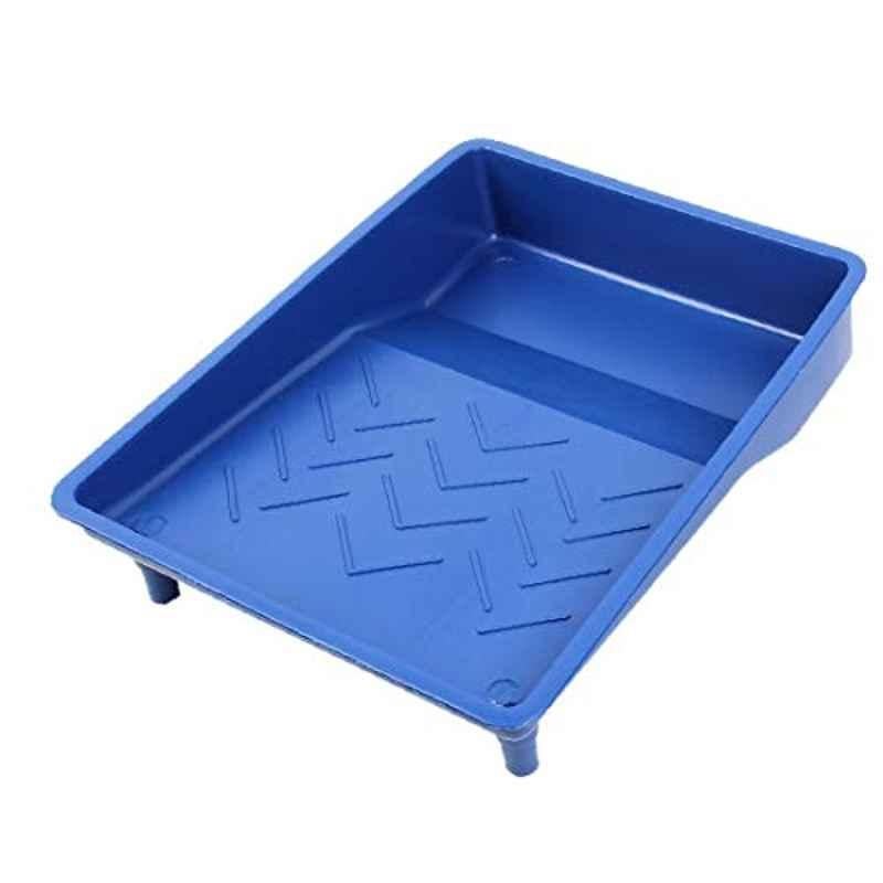 x-Dree Blue Plastic Painting Decorating 9 inch Roller Tray Paint Brush Holder