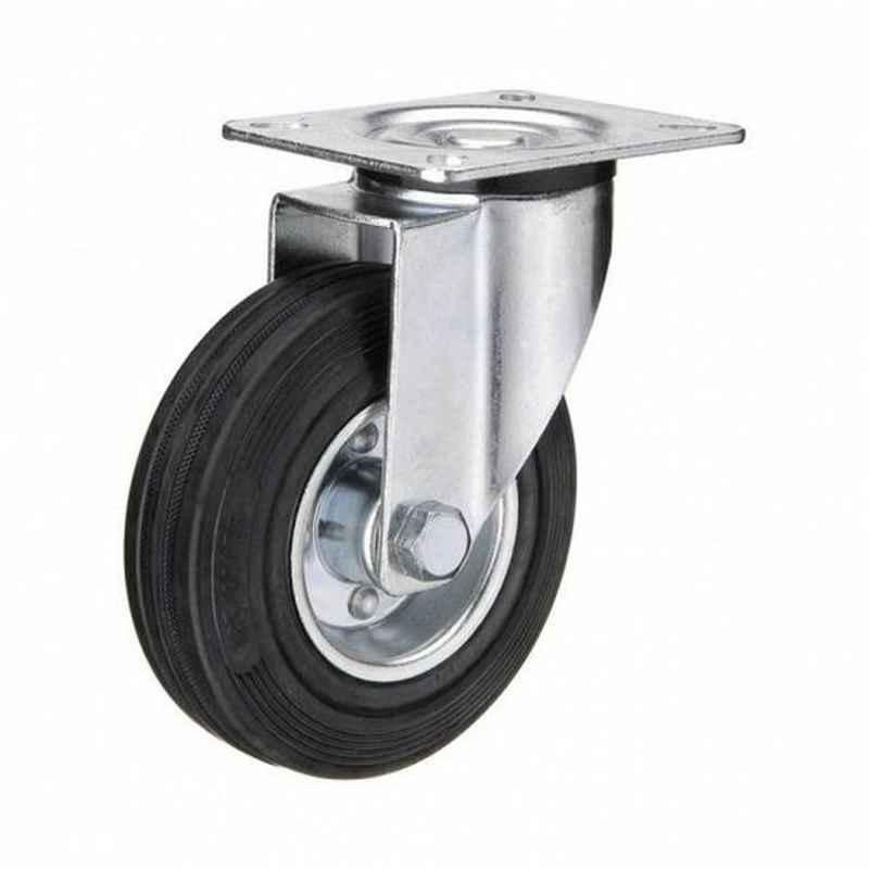 Liemke 125x38mm Rubber Black European Type Swivel Caster, 18-11-6-13-3-3