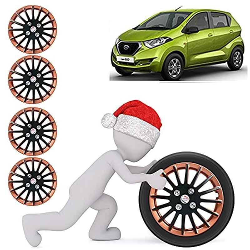 Auto Pearl 4 Pcs 13 inch ABS Copper & Black Car Wheel Cover Set for Datsun Redi Go