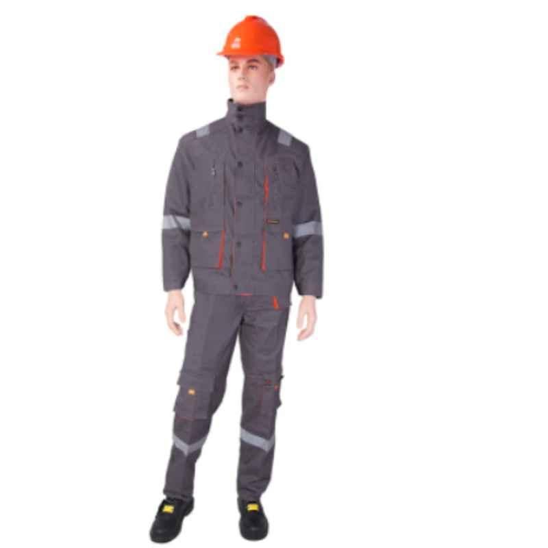 Empiral E106062501 Grey with Orange Touch Cotton European Pant & Shirt, Size: 2XL