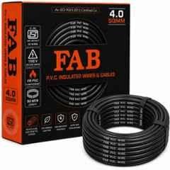 FAB 4 Sqmm FR PVC CCA Copper Black Multistrand Electrical Wire, Length: 90 m