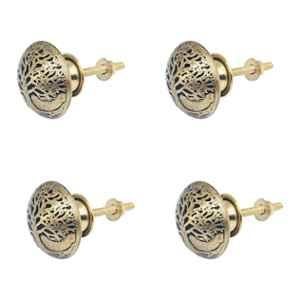 Mix & Match Bloom 35mm Brass Handcrafted Round Cabinet Knob for Wardrobe, Drawer & Cupboard (Pack of 4)